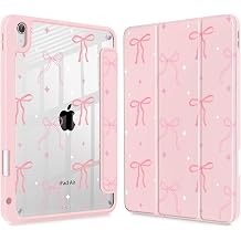 Tuiklol Case for iPad Air 11 Inch M4 2026 / Air 11 Inch M3 2025 / Air 11 Inch M2 2024 / iPad Air 10.9 Inch 2022 2020, Buit in Pencil Holder with Shockproof Cover Clear Transparent Back, Pink Bows