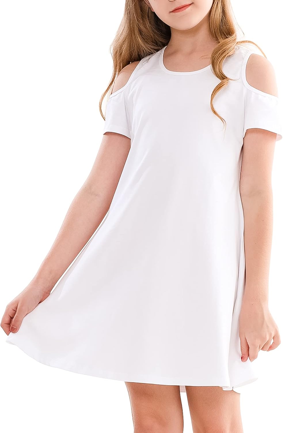 Vestido de verano de manga corta Stelle para niñas, cuello redondo
