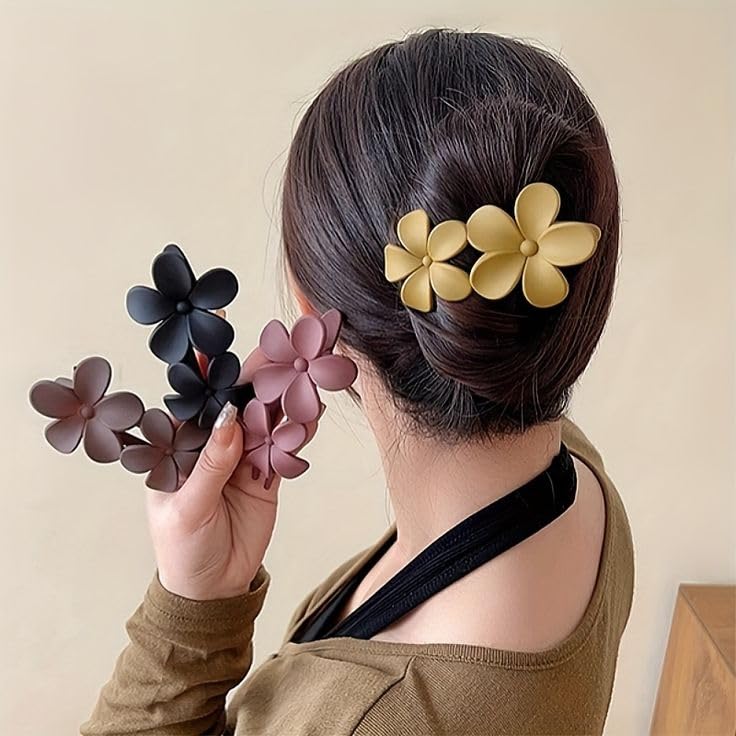 Juda Hair Clips/Big Flower Bow, Matte Floral Hair Accessories for Long Thick Hair, Back Clip for Girls, Hair Clips with Flowers, Hair Clips with