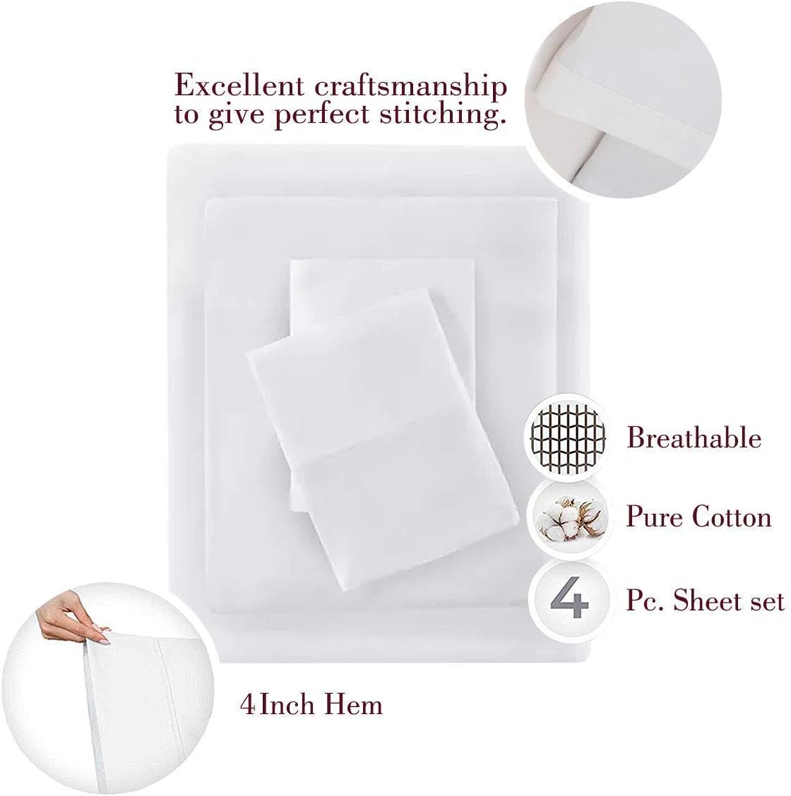 1000 Thread Count Sheet Set King Size Sky Blue 100% Egyptian Cotton 4 Piece Sheets & Pillowcase Set 17 Inch Extra Deep Pocket Fitted Sheet Flat Bedsheet 2 Pillow Cases Solid Hotel Luxury Sheets : Home & Kitchen