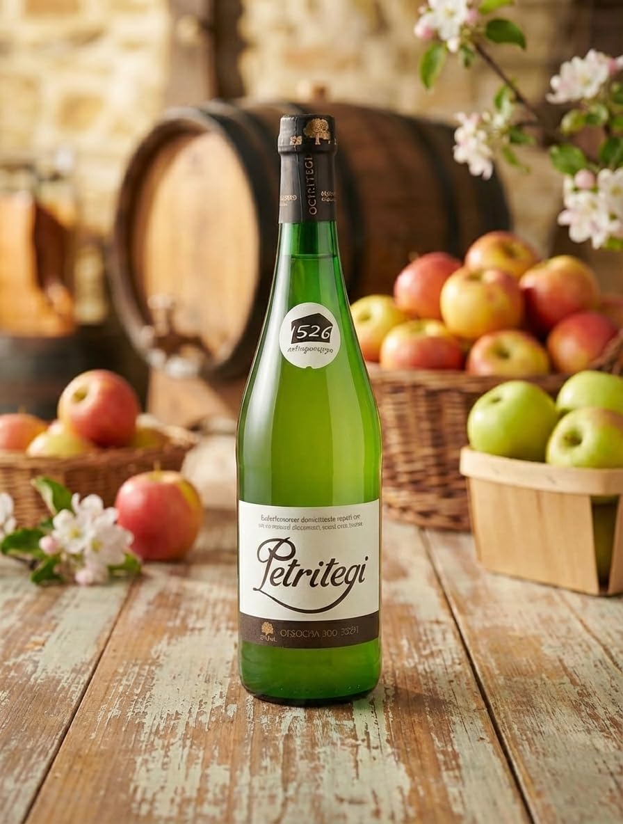 Petritegi Gorenak 12 Botellas de 75 cl – Sidra Natural con Tapón Escanciador, Elaborada con Mezcla de Manzanas Sidreras, Sabor Auténtico y Fresco, 6% Vol.