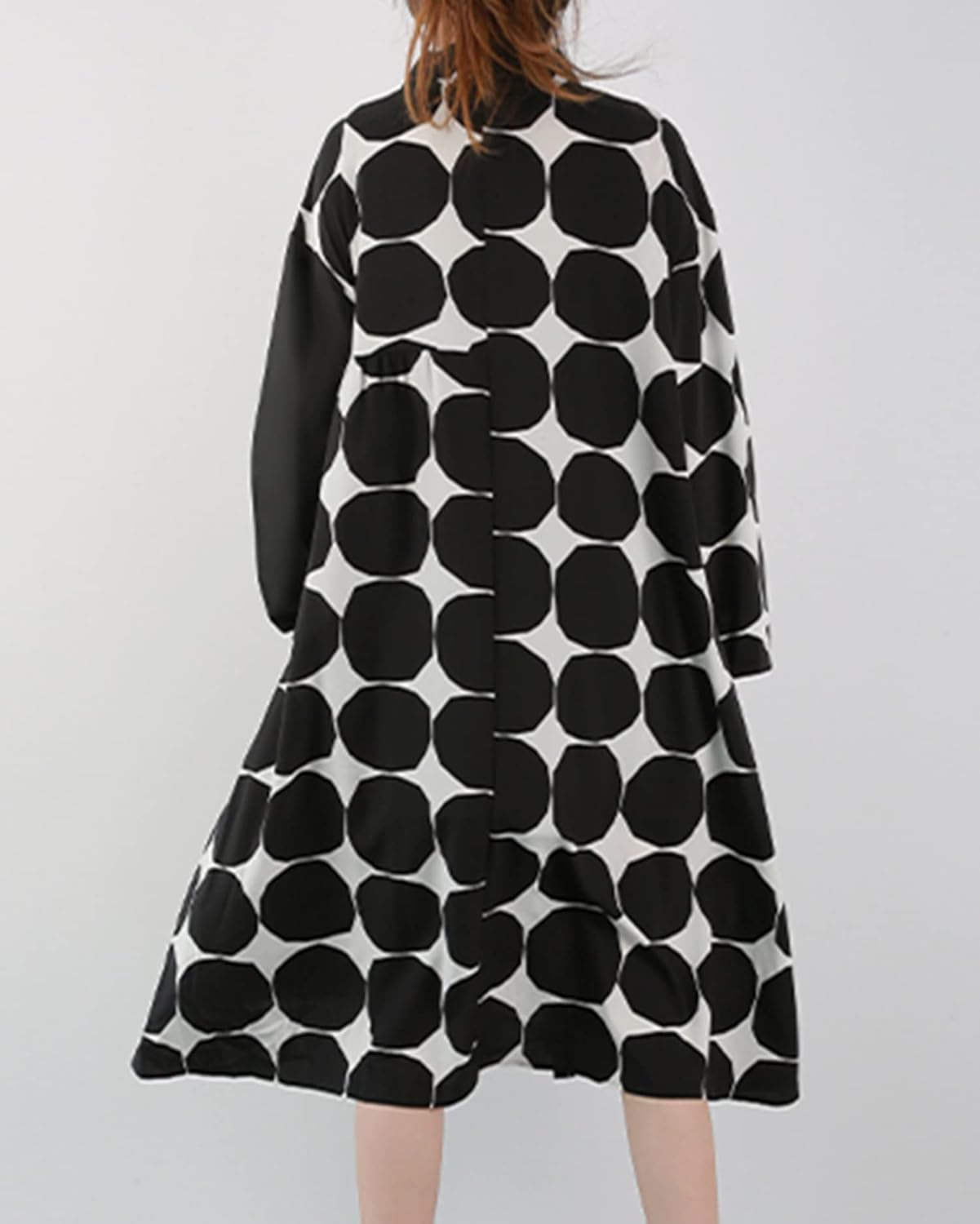 ellazhu Womens Fall Casual Patchwork Funky Long Sleeve Designer Dress Loose Blouse GY2787 A - Image 4