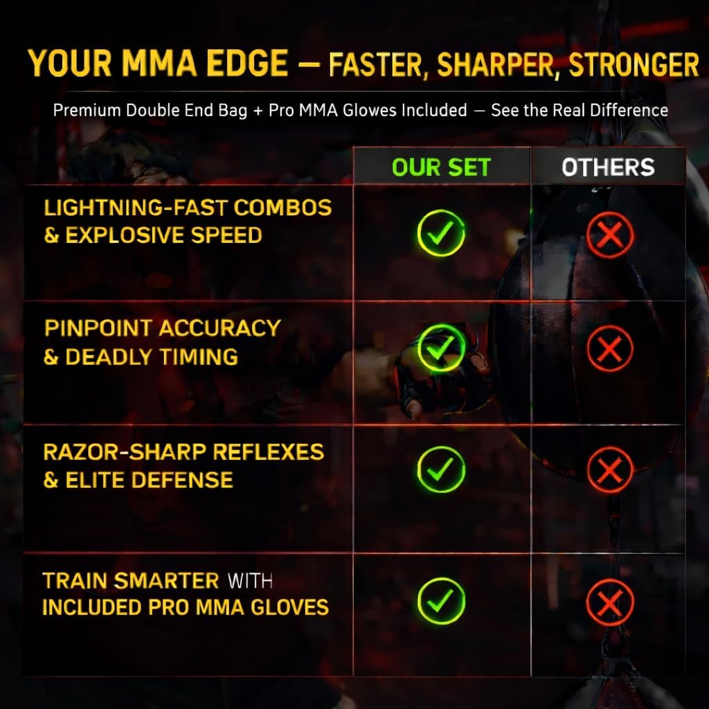 Double End Boxing Bag with Boxing Gloves - Premium Punching Bag for Speed and Reflex Training - Durable Boxing Bag for Home Workouts and Professional Training Sessions - Image 3