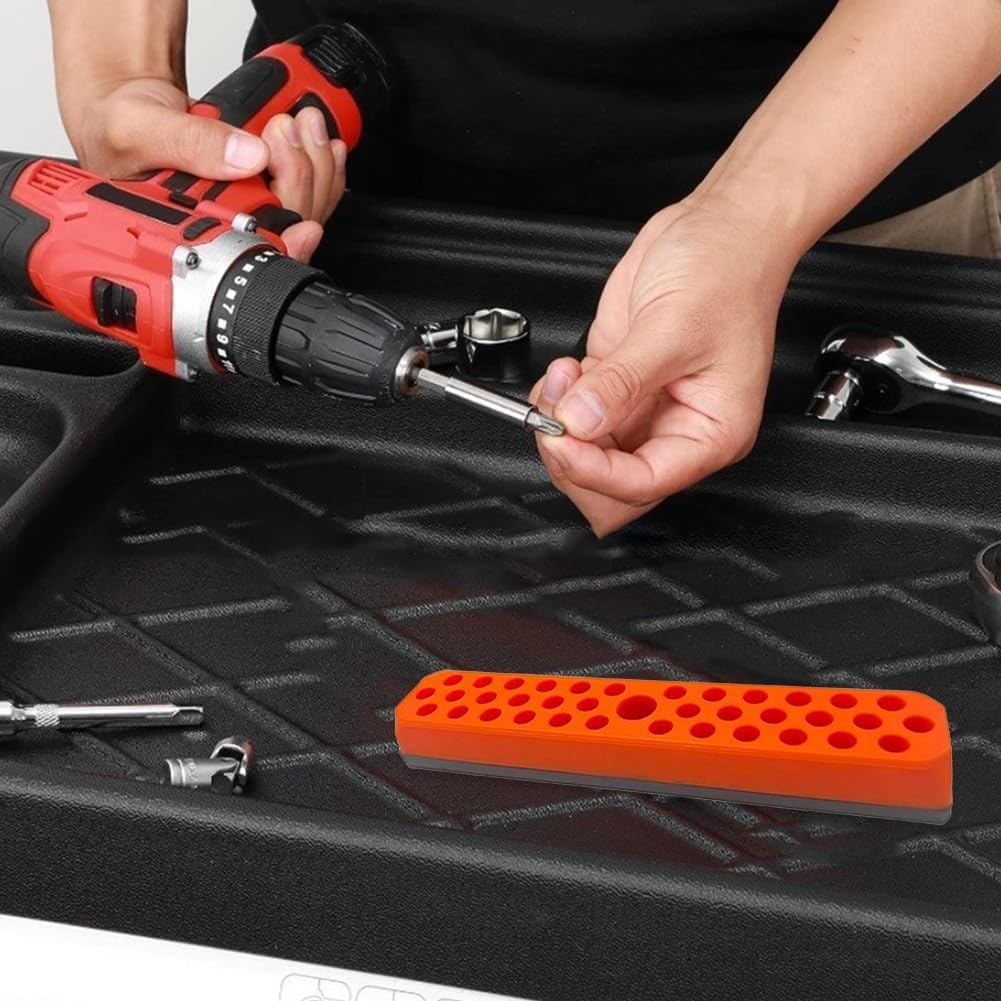 Hex Bit Holder Set 2pcs 43 Holes Organizer For 1/4 Inch Screwdriver Bits Strong Plastic Base Open Design Toolbox Storage Solution(F)