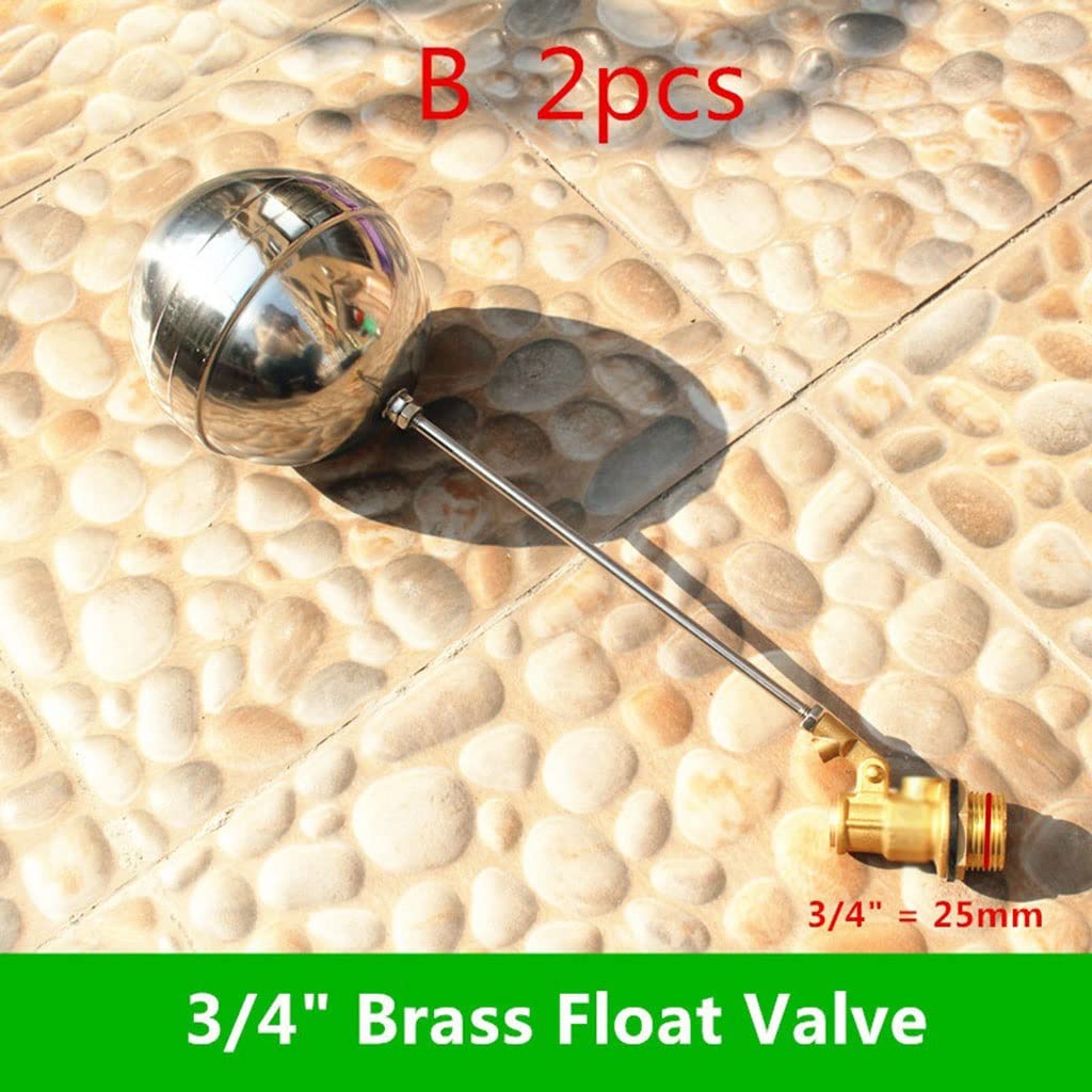 Válvula de llenado de cisterna Flotador, Válvula de bola flotante for tanque de agua fría y caliente de 1/2", 3/4" y 1"(B 2pcs)