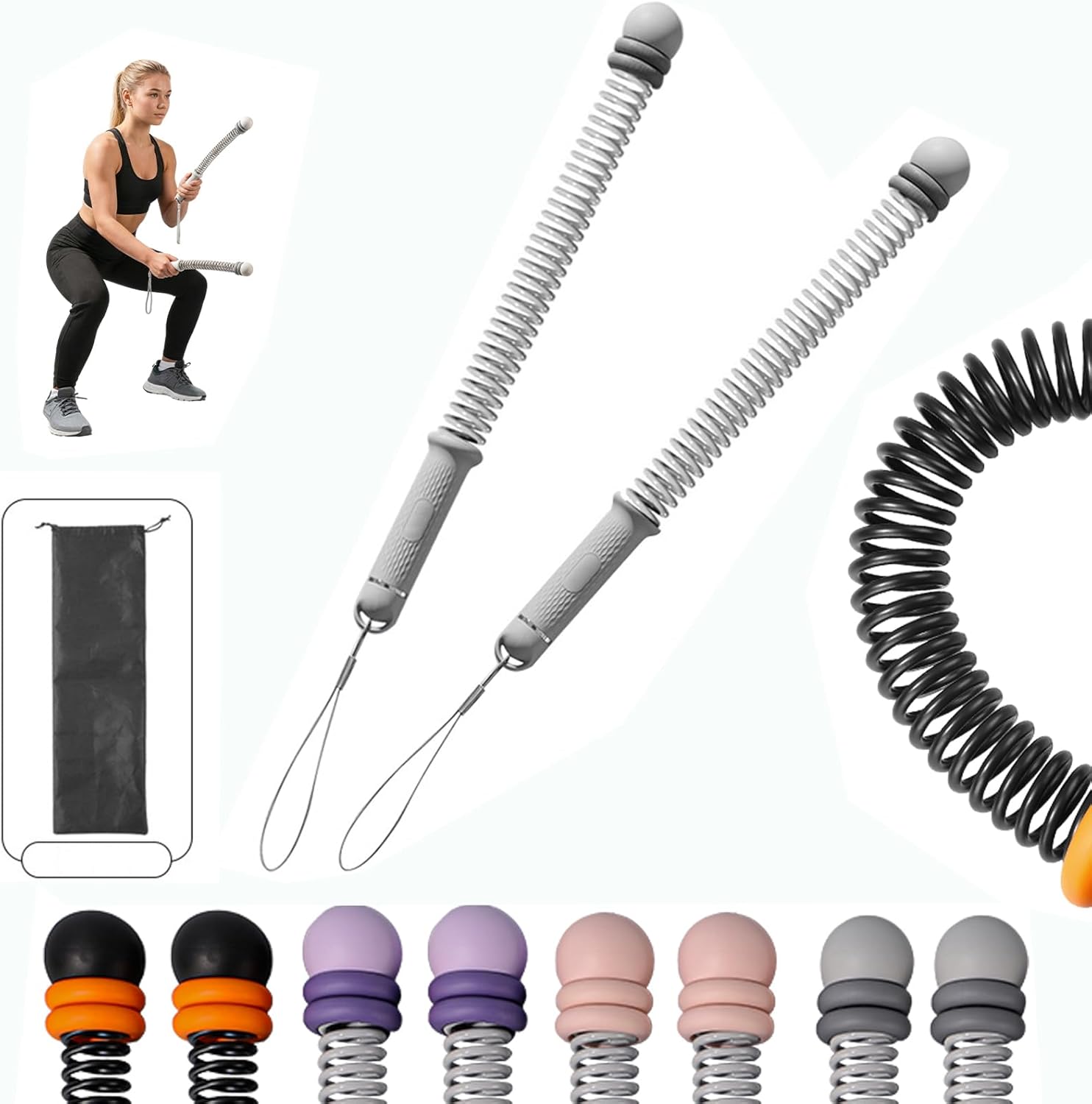 Cordless Ropeless Battle Ropes For Home Gym – Best Battle Ropes For Beginners,Weighted Cordless Battles Ropess For Strength Building, Hiit And Low-Impact Aerobic Training For Men & Women (A 1 Pair Gray)