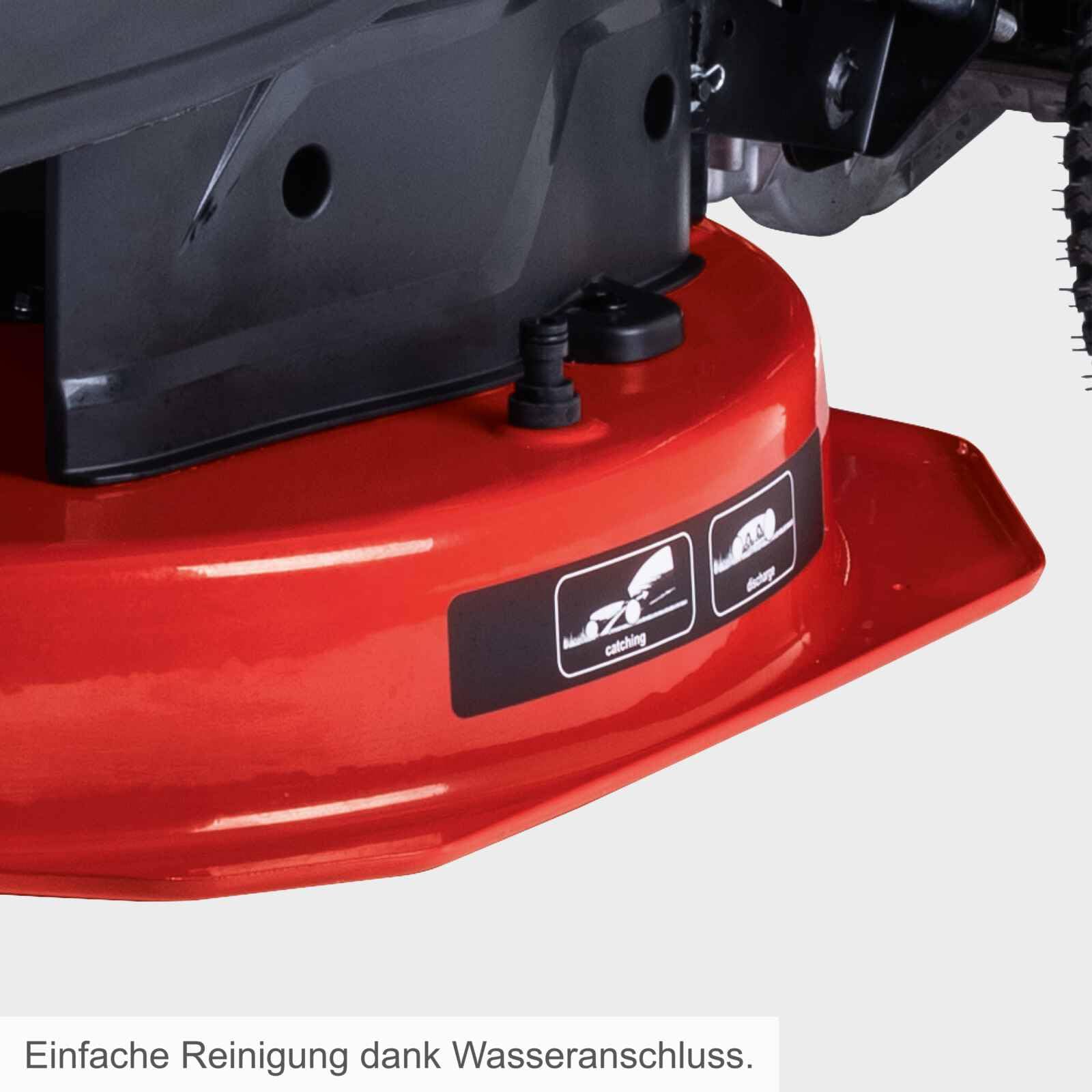 Scheppach Cortacésped de conducción MR230-61 - Cortacésped de gasolina 4 tiempos 4,4 KW/6,0 CV - Ancho de corte 61 cm - Ajuste de la altura de corte en 5 posiciones - Jardines de hasta 2600 m²