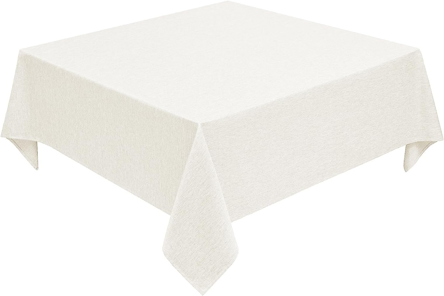 Decorelia Faux Linen Square Tablecloth for Dining Room,Waterproof Texture Decorative Farmhouse Rustic Table Cloth for Indoor Outdoor Party, Holiday, Banquet Picnics, Patio,52 x 52 Inch (Square),Ivory