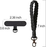 Vista 6 de Correa de muñeca para teléfono estilo boho macramé, cordón para teléfono celular con pestaña de anclaje, llavero con dije para muñeca, cadena