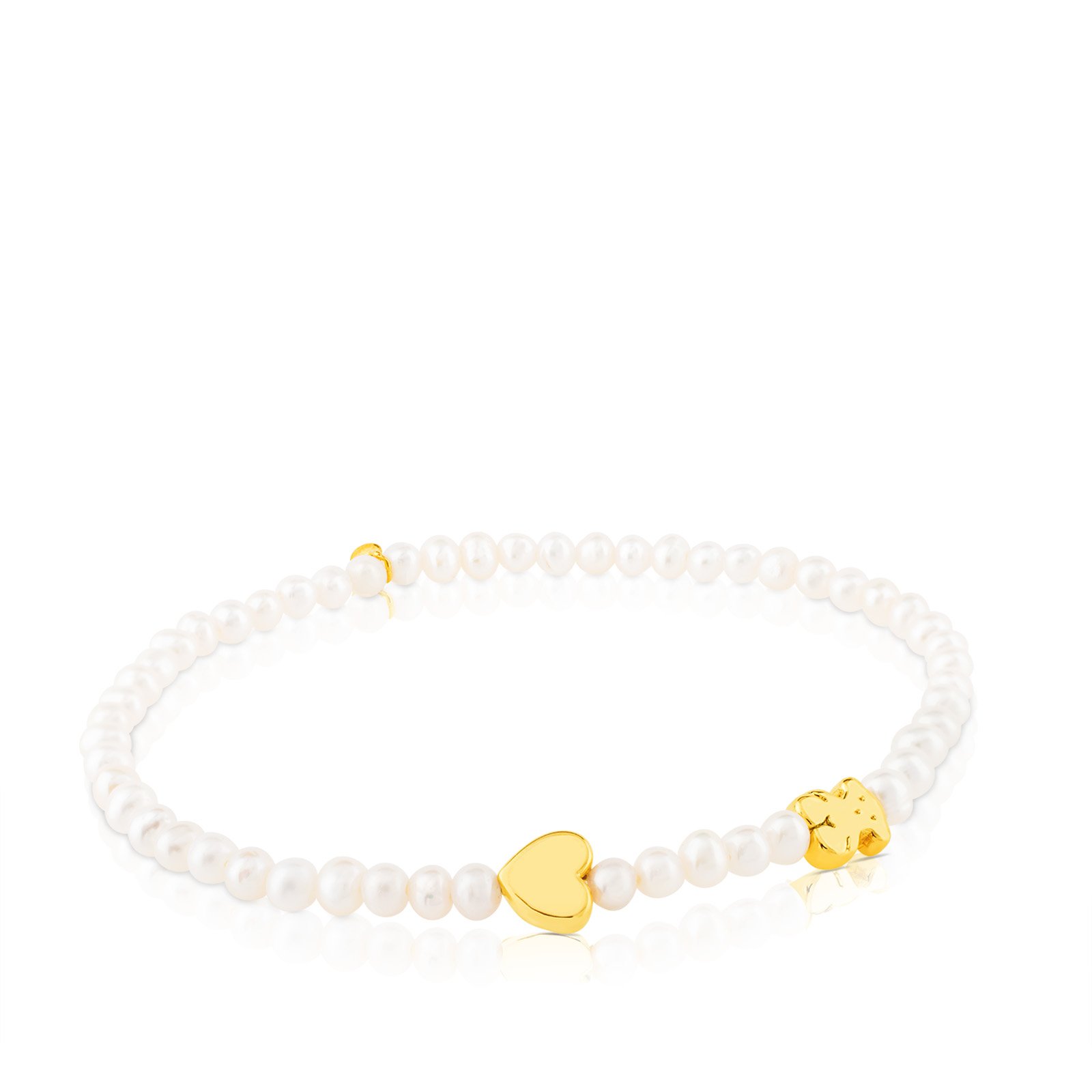 Pulsera elástica TOUS Sweet Dolls XXS en oro amarillo de 18kt y perlas cultivadas de 0,3 cm
