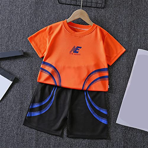 Roupas infantis para meninas e crianças com manga curta para corrida e Natal, Laranja, 7-8 Anos