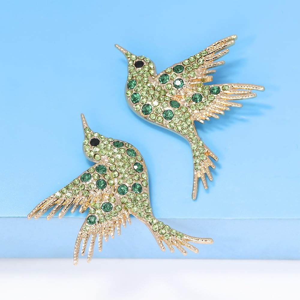 Hummingbird Stud Earrings Alloy Animal Earring Colorful Dangle Cute Crystal Bird Earrings Jewelry for Women - Image 2