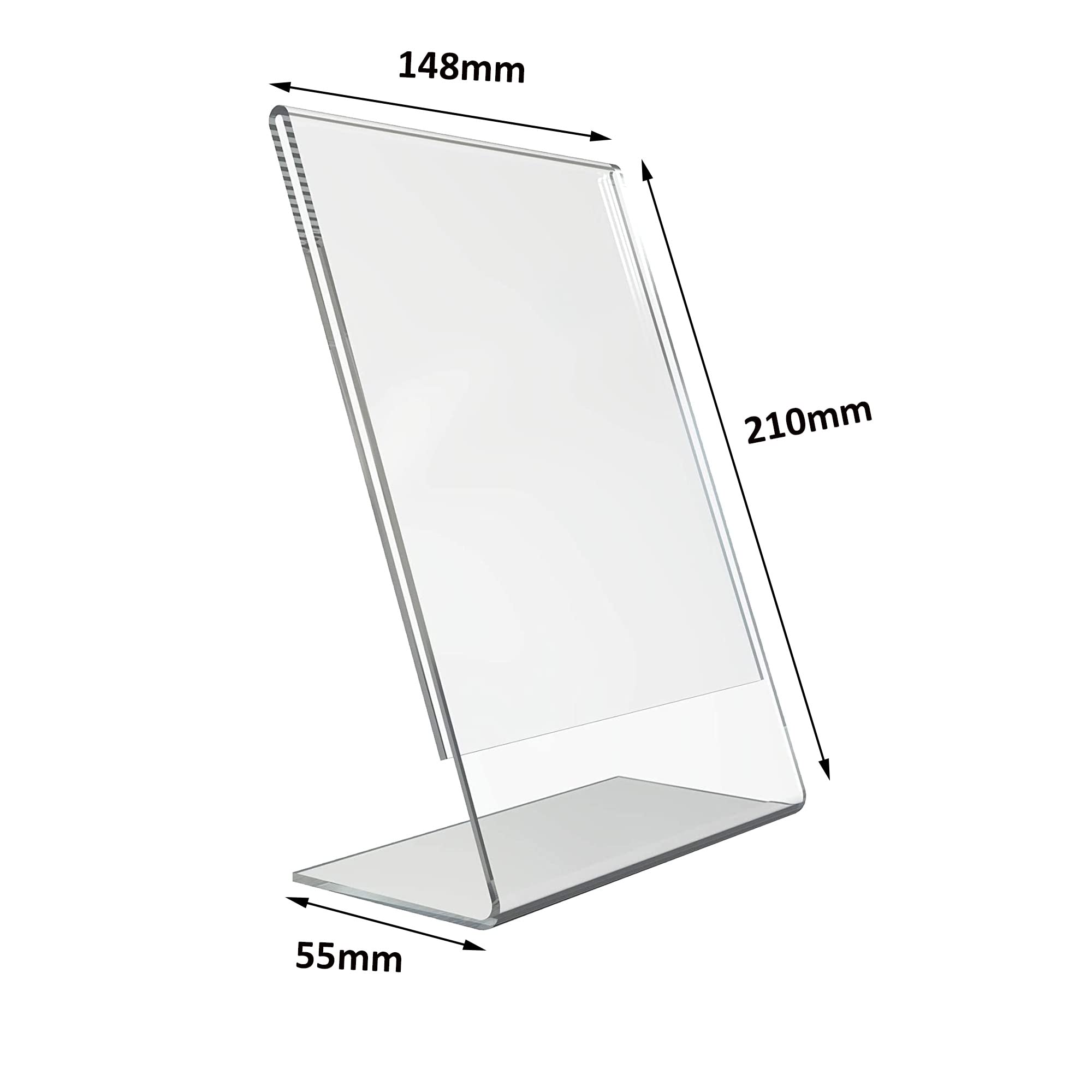 Présentoir De Table A5 Acrylique Avec Pied Bois - Support Menu, étiquette Prix, Code QR, Restaurant Café
