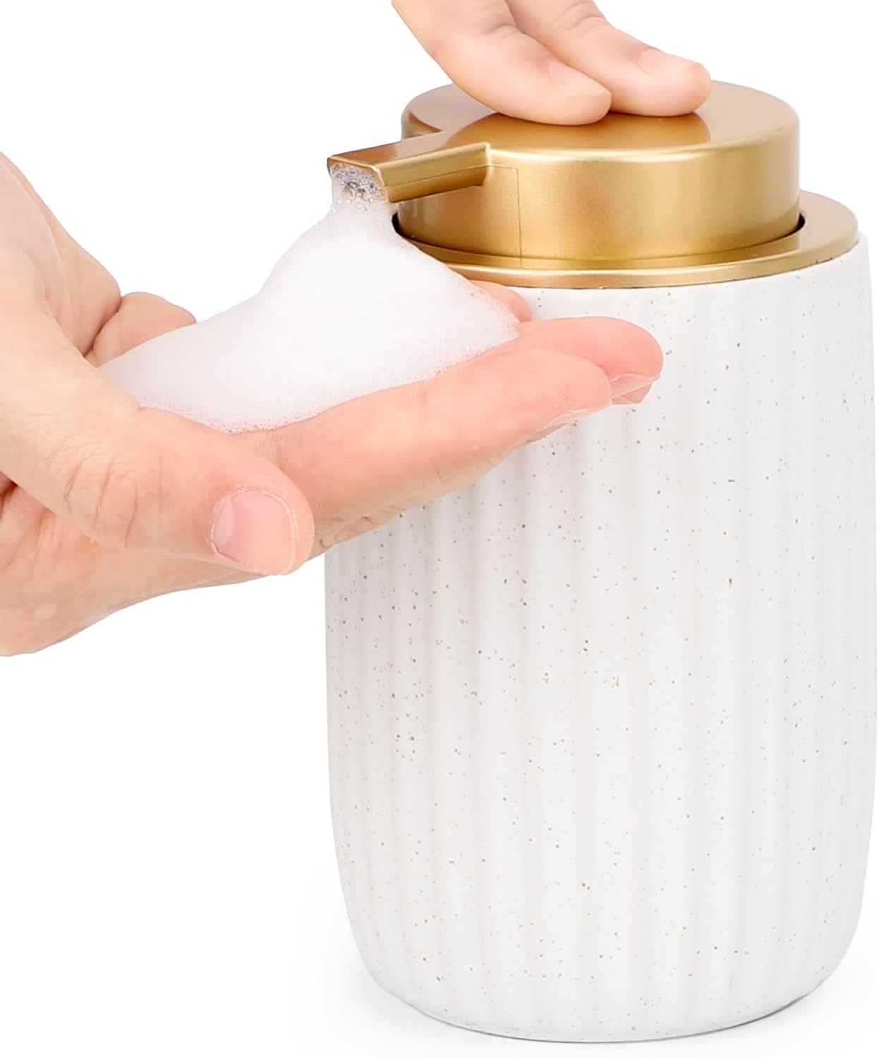 Segbeauty Ceramic Foaming Soap Dispenser, 2pcs 10.8oz Foam Hand Soap Dispenser for Countertop, 320ml Empty Refillable Shampoo Shower Dish Wash Dispensing Bottle, Body Wash Bottle with Foaming Pump
