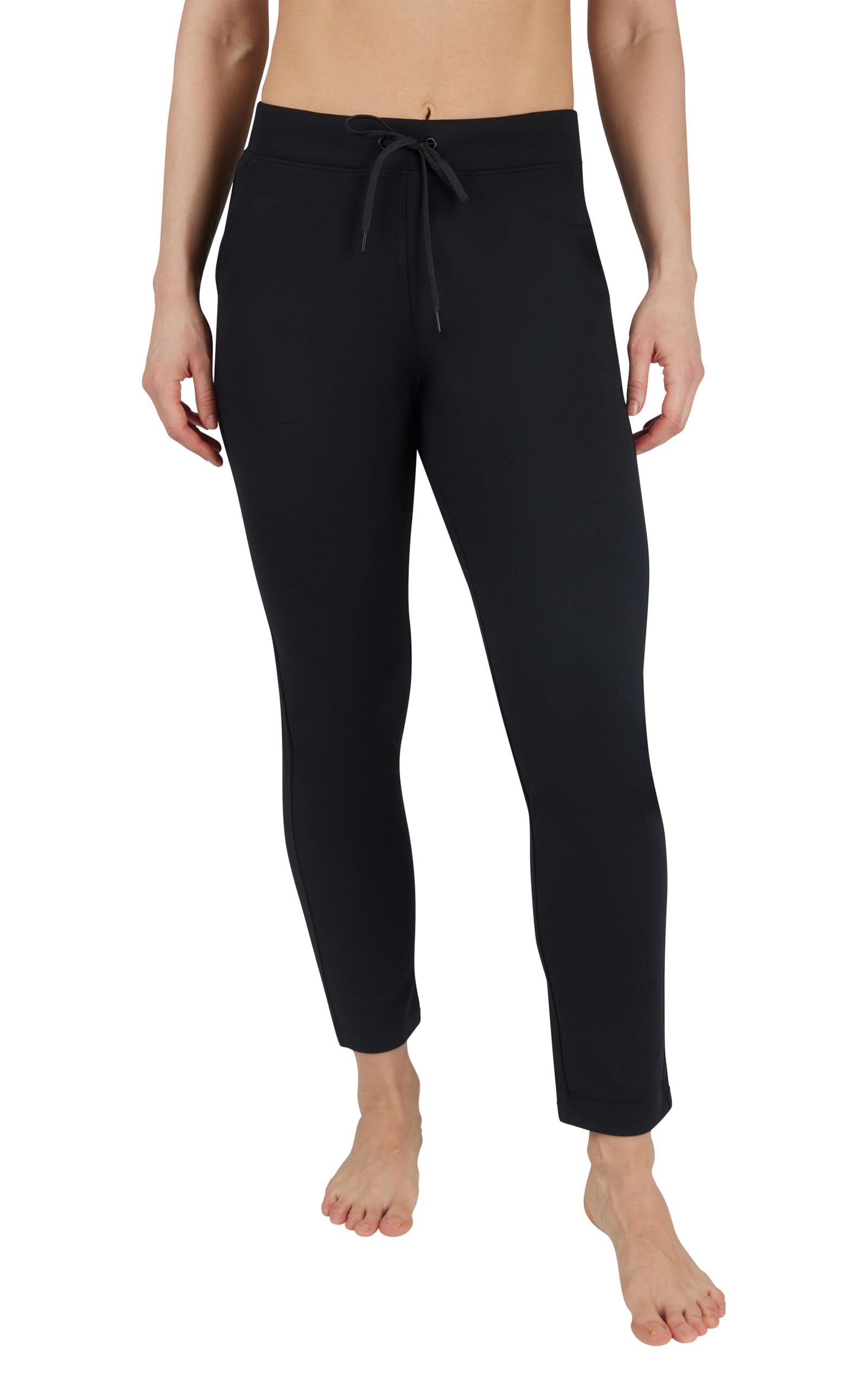 Yogalicious Womens High Waisted Yoga Pants Straight Leg Casual Pant - Black - Medium