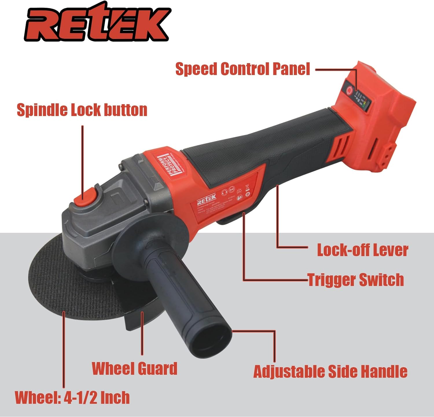 Angle Grinder fit milwaukee 18V Battery, 8000 RPM Brushless Motor, High Performance Cordless Grinder with 3 4-1/2 Inch Wheels & Tool Bag, for Cutting, Grinding, Polishing Metal (Tool Only)