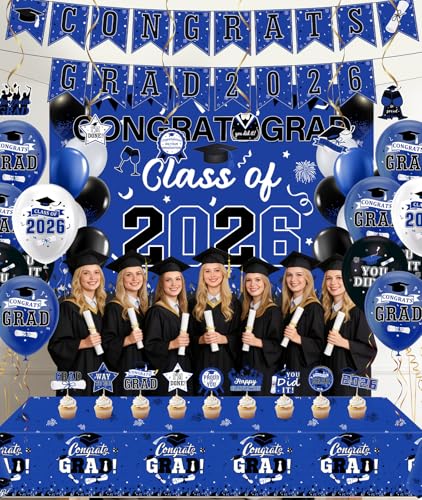Irosiy 2026 Blue Black Graduation Party Decor Kit - image 8