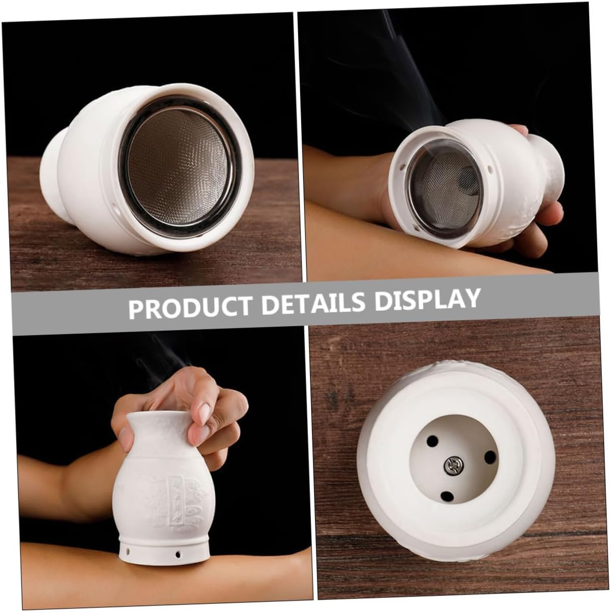 Ceramic Moxibustion Box with Gua Sha Scraper – Smokeless Moxa Burner for Deep-Tissue Warming & Acupoint Therapy – for Face, Neck, Shoulder, Waist, Knee, Abdomen