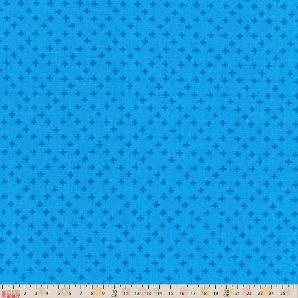 Fat Quarter Ella Blue - Hello Blossom - Tiny Crosses Teal