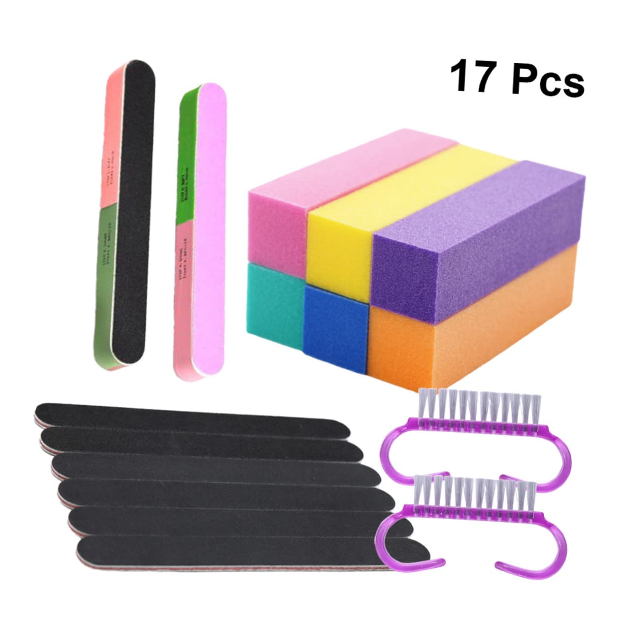 Healeved 3juegos Herramientas De Manicura Limadoras De Uñas Bloques Pulidores y Mini Cepillo Para Acabado y Pulido De Uñas Para Naturales y Acrílicas