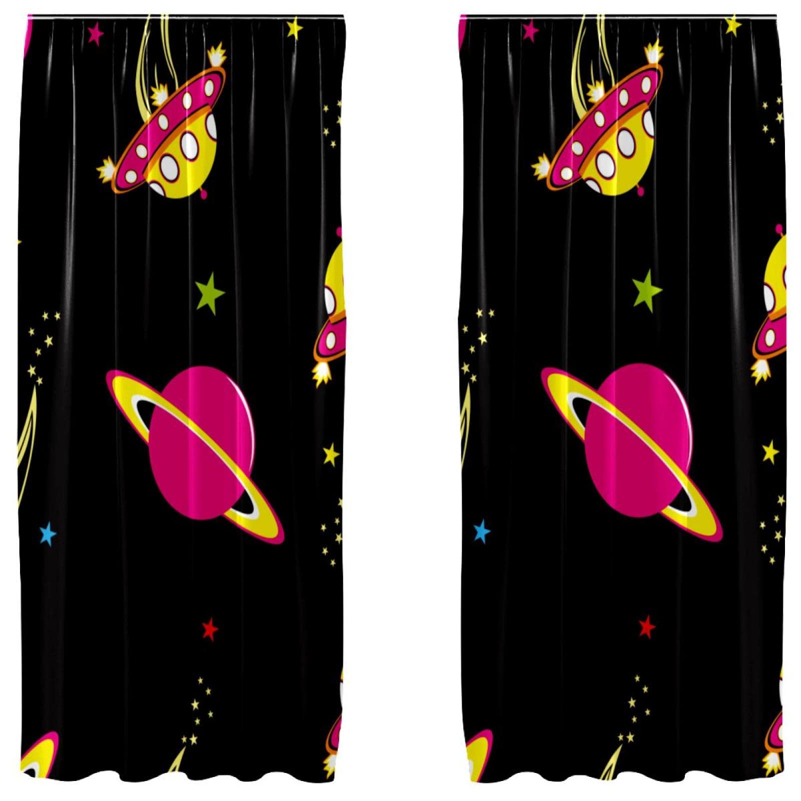 Rideaux planète et étoiles motif galaxie élégant salon 140x213