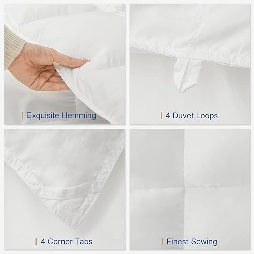 Miniatura 4 de MH MYLUNE HOME Edredón alternativo esponjoso de plumón para todas las estaciones, relleno de edredón ligero para cama, caja deflectora blanca cosida