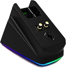 Mouse Charging Dock for Razer Wireless Mouse Viper Ultimate Naga pro DeathAdder V2 Pro and Basilisk Ultimate Magnetic Charging RGB Lights Status Indicator Gecko Feet (RGB)