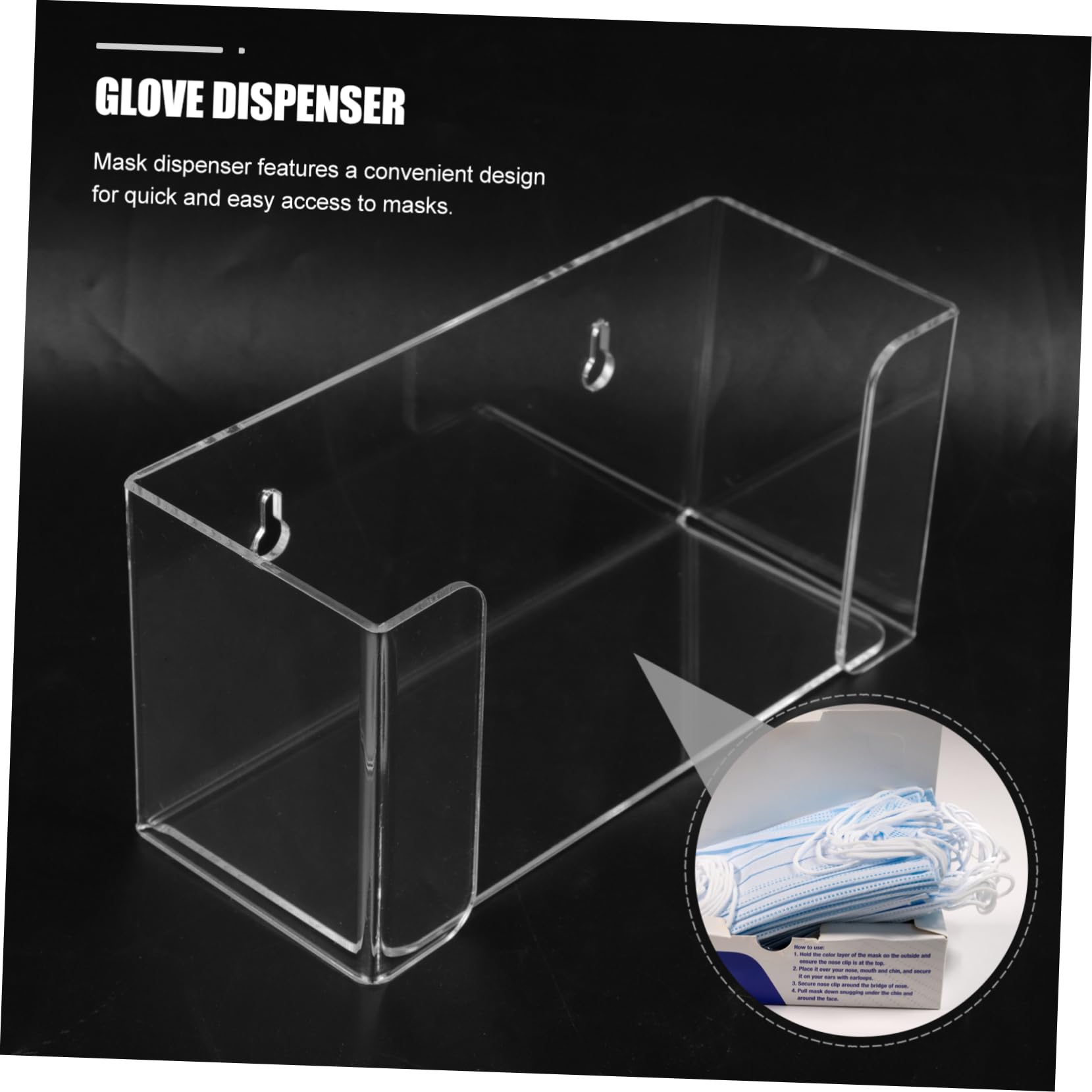 SOLUSTRE Crylic Mask Glove Dispenser Wall Mount Holder for Face Masks PPE Mask Accessory