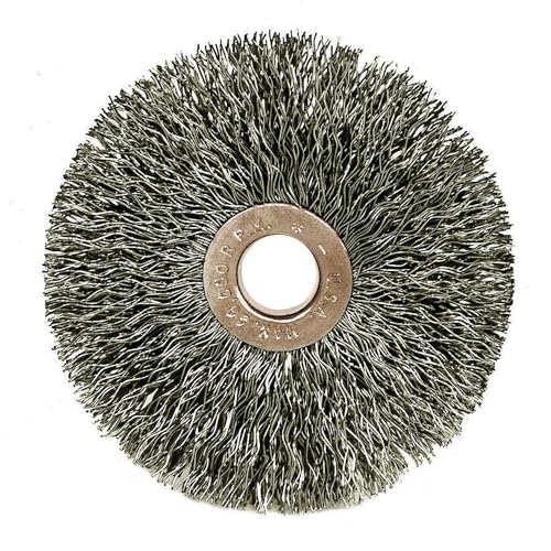 Image of Weiler 16933 3 inch Crimped Wire Wheel, .006 inchStainless Steel Fill, 1 /2 inchArbor Hole, Made in the USA (Pack Of 10)