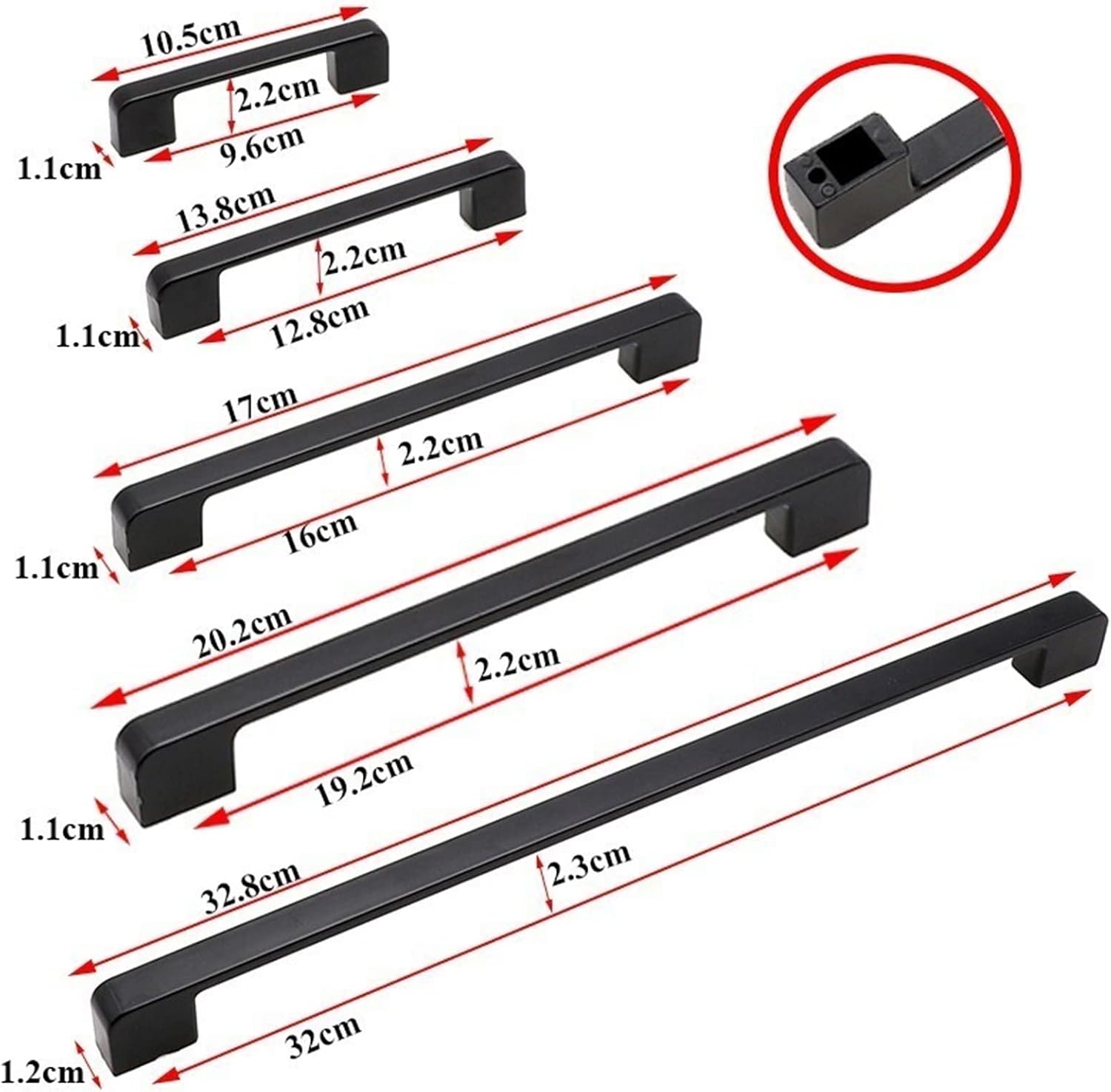 Aluminum Alloy Black Cabinet Handles Kitchen Cupboard Door Pulls Drawer Knobs Fashion Furniture Hardware 1Pcs