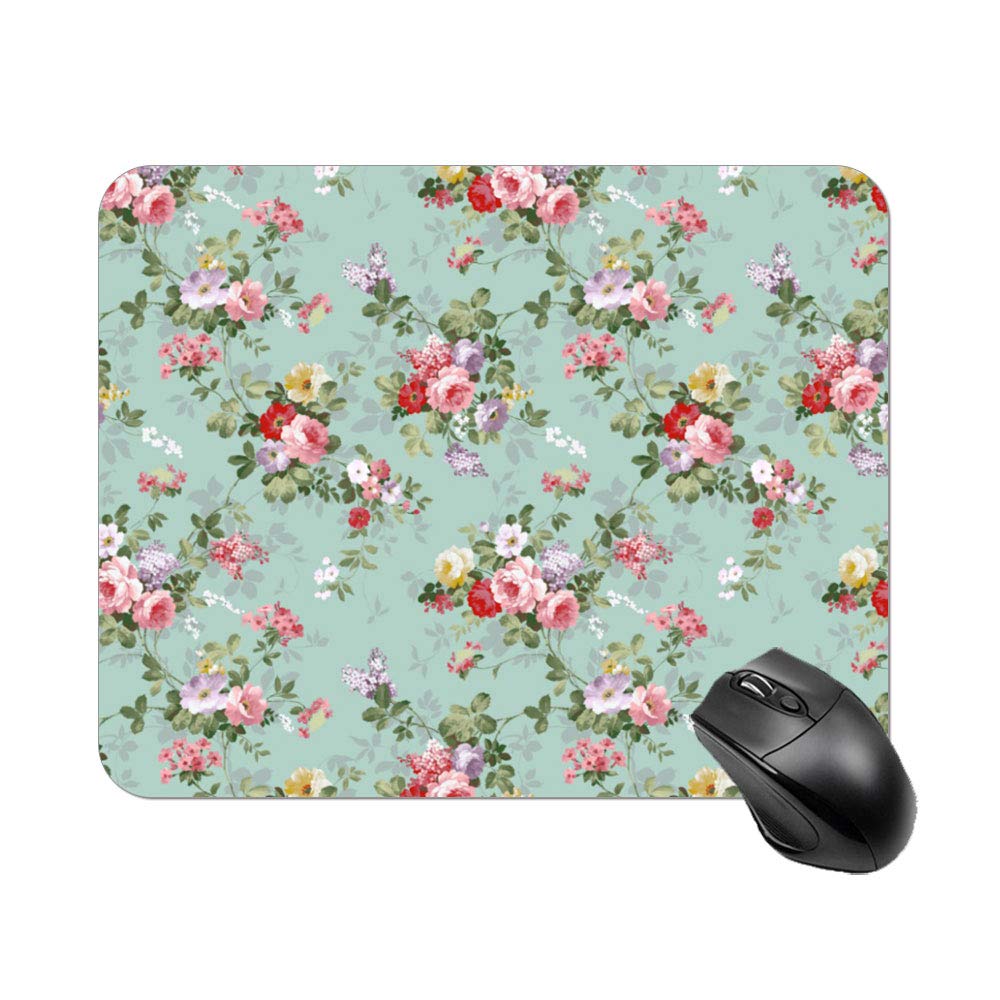 Gaming Mouse Pad Vintage Elegant Pink Red Roses Pattern Design for Desktop and Laptop 1 Pack 30x25cm/11.8x9.8in