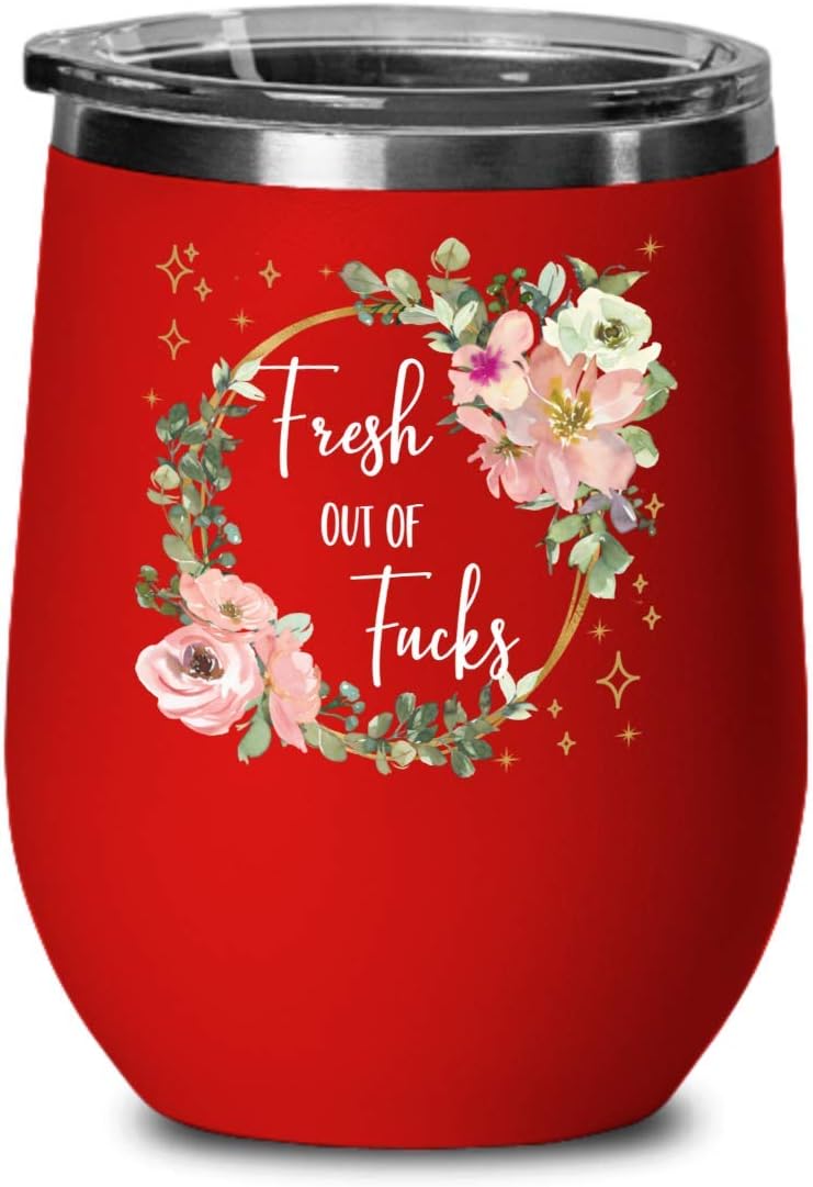 Fresh Out Of Fucks Floral Mug for Best Friend Funny Gift for Her Cute Office Tea Cup for Coworker Zero Fucks Given Fuck Off Mugs Wine Tumbler Sarcasti