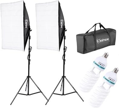 Photography Softbox Lighting Kit, YouTube Starter Kit, Photo Equipment Soft Studio Light with Light Stands and Convenient Carry Bag with 2 softbox Light
