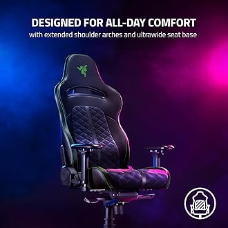 Razer Enki Gaming Chair: All-Day Comfort - Built-in Lumbar Arch - Optimized Cushion Density - Dual-Textured, Eco-Friendly Synthetic Leather - Reactive Seat Tilt & 152-Degree Recline - Black/Green