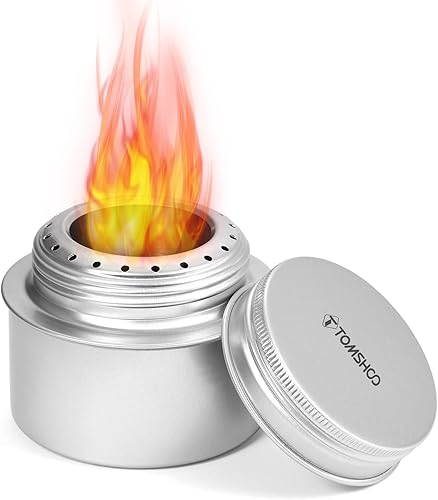Miniatura 3 de Estufa, mini estufa portátil de aleación de aluminio con tapa y parabrisas de acero inoxidable para acampar al aire libre, senderismo, mochilero,