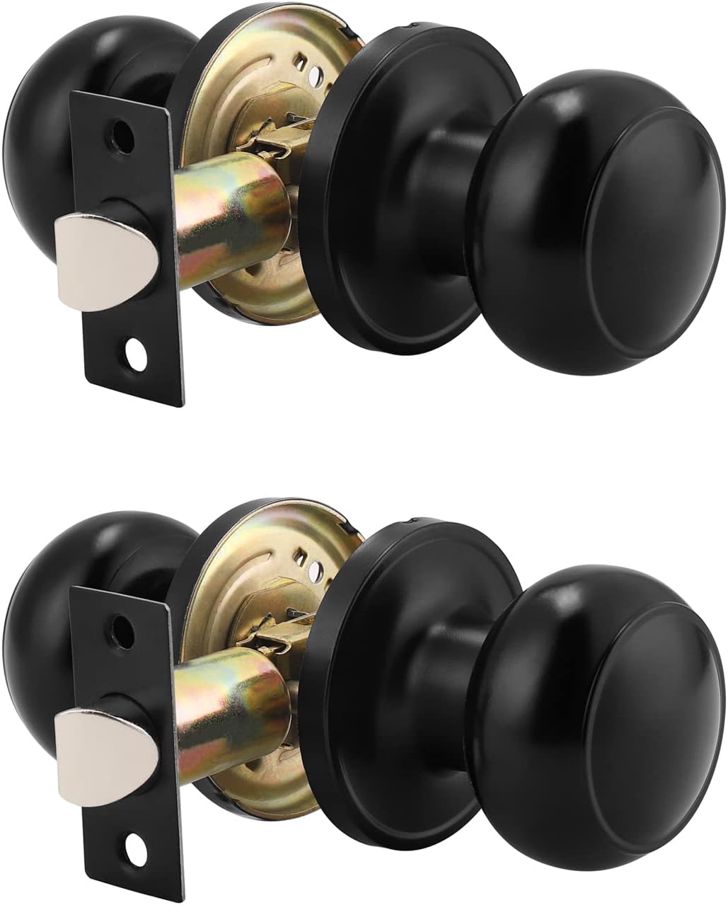 Probrico Black Closet Door Knobs, Passage Door Knobs, No Locking Door Handles Interior, 2 Pack