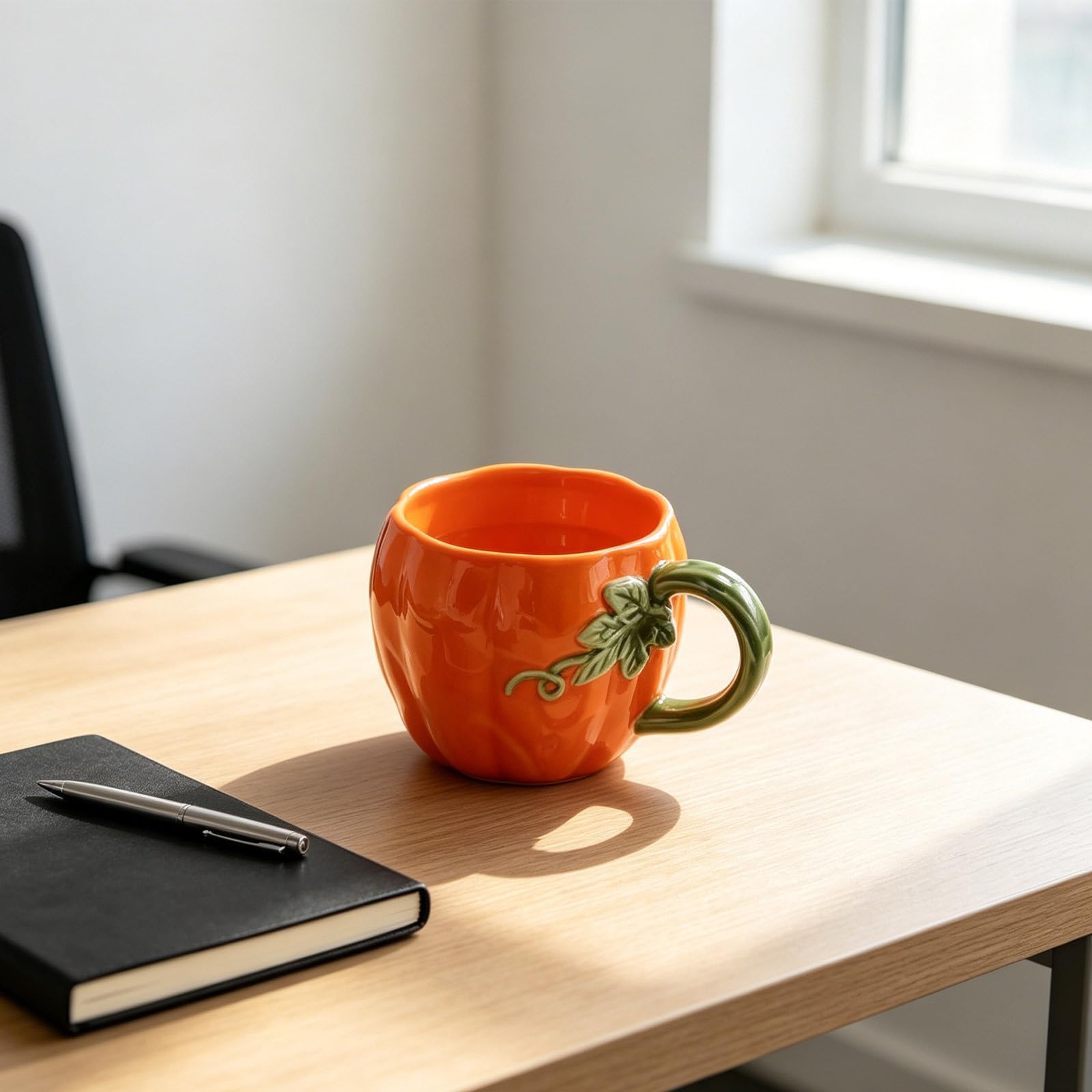 NUOBESTY Taza de Cerámica con Forma de Calabaza Y Asa, 380 Ml/12,8 Oz. Taza de Café con Temática de Halloween para Café, Té, Agua, Leche, Chocolate Caliente Y Decoración Navideña.