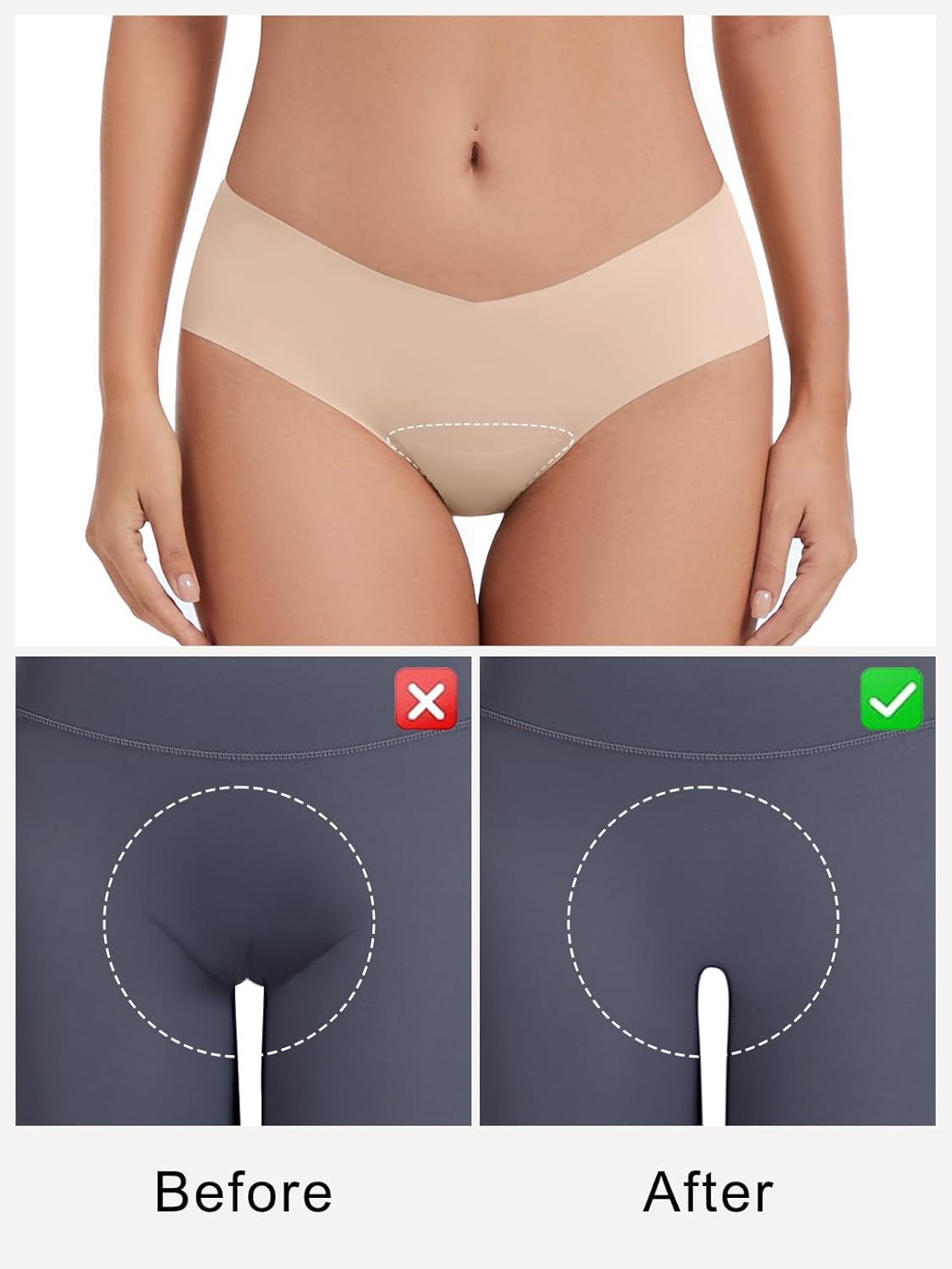 Camel Toe Concealer Underwear for Women V Waist Cameltoe Proof No Show Panties Seamless Workout Underwear - Image 3