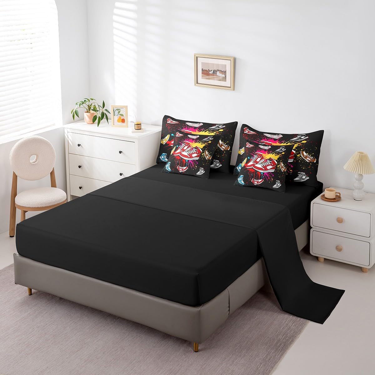 Feelyou Basketball Shoes Comforter Set with Sheets 7Pcs Queen Size for Boys