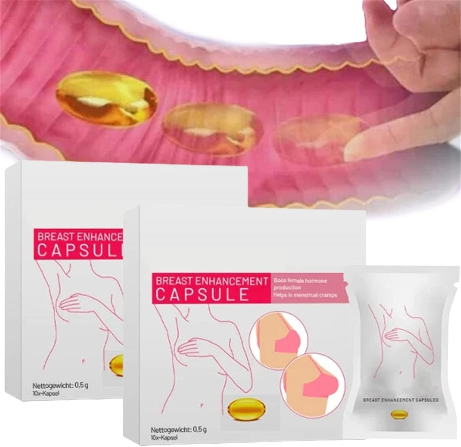 FemmeBoost Breast Enhancement Capsules, Breast Enlargement Cream Fast Growth, Natural Breast Enlargement Firming and Lifting Capsules, for Bigger Breast (2 Box)