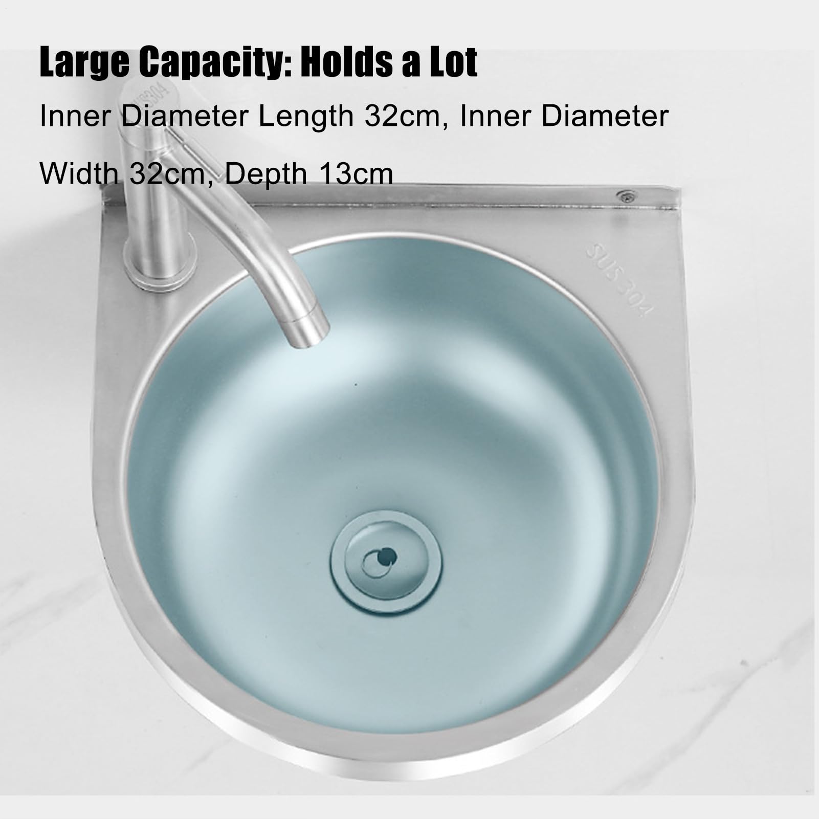 Lavabo da mobile Lavabo a semicircolare per servizi igienici | Lavello da cucina Per Bagno Servizi Igienici Toeletta Cucina Lavanderia Ristorante Casa Bar Hotel