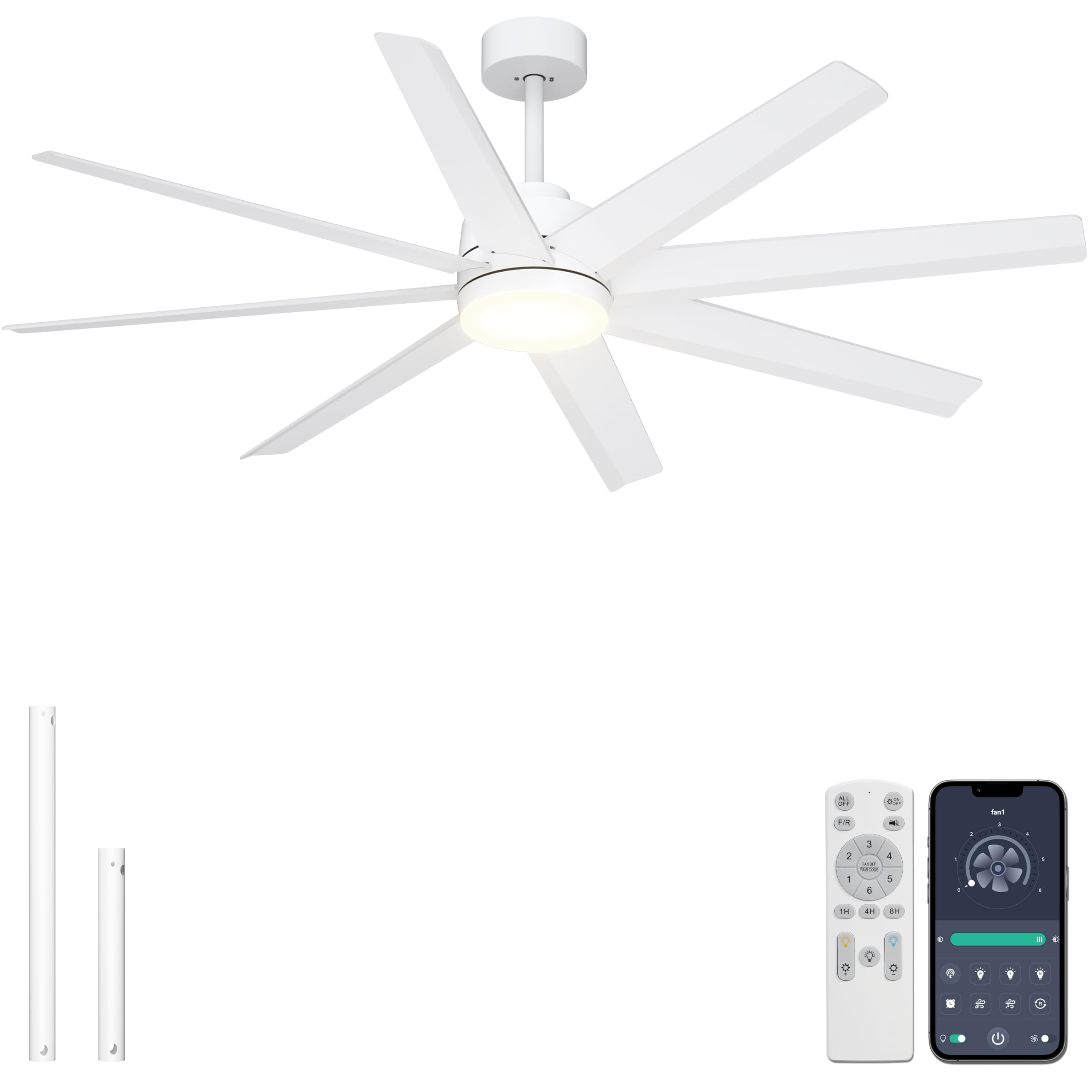 Photo 1 of Ohniyou 60" White Ceiling Fan with Light