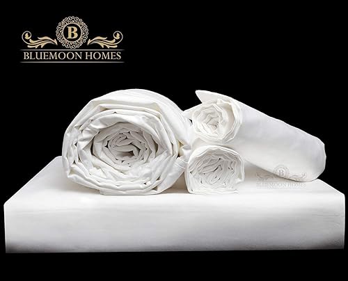 Bluemoon Homes Juego de sábanas de lino tamaño King de 800 hilos, 100% algodón egipcio, sábanas de fibra extralarga, se adapta a colchones de hasta