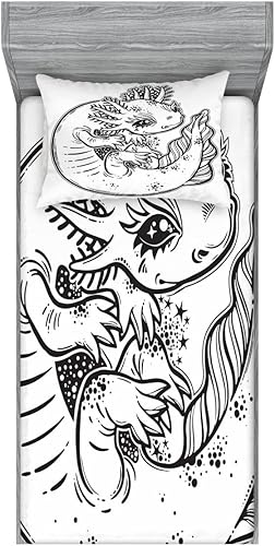 Miniatura 58 de Ambesonne Juego de sábanas bajeras y fundas de almohada, diseño retro de los videojuegos con botones de joystick vintage de los años 80 y 90, diseño