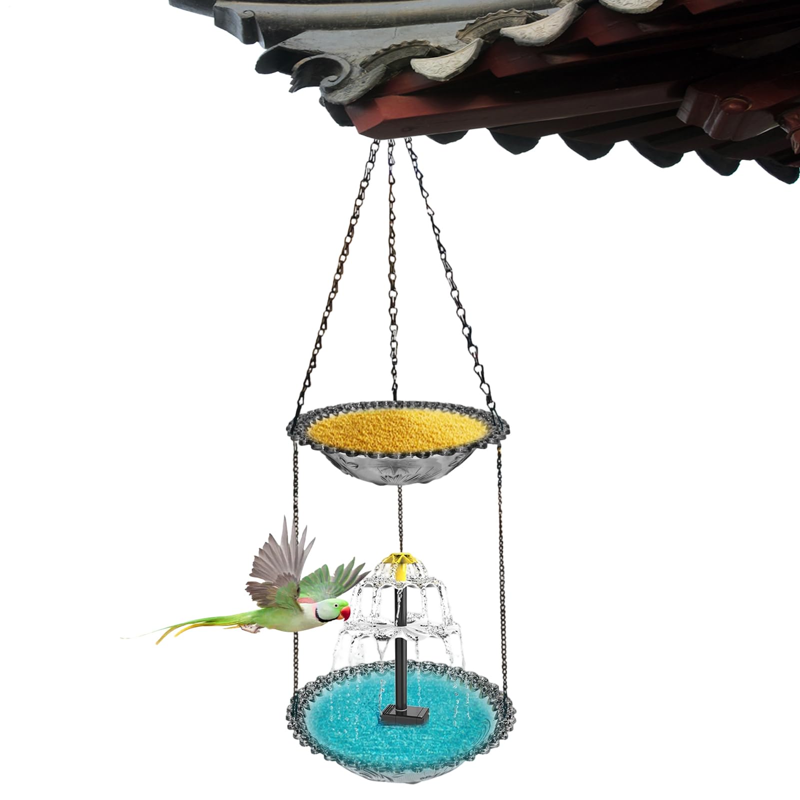 Abbeveratoio per uccelli da giardino con fontana, cascata artistica con | Fontana da bagno per uccelli selvatici per esterni, per pettirossi, terrazze, balconi, cortili, giardini