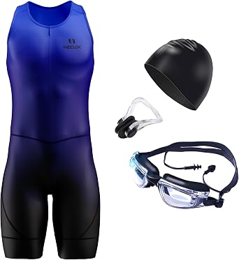 Triathlon Tri Suit, Men's Elite Sleeveless Trisuit,Tri Cycling Skin Suit Sleeveless,Men's Cycling Skinsuit Padded One Piece Trisuit Bike Top Short,Compression Running Swimming