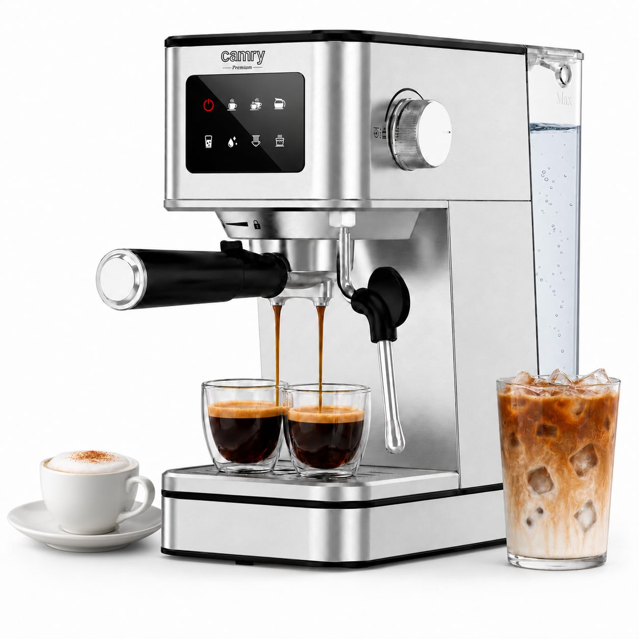 CAMRY CR 4389 Espressomaschine 7-in-1 – Milchaufschäumer, 1,7-l-Wassertank
