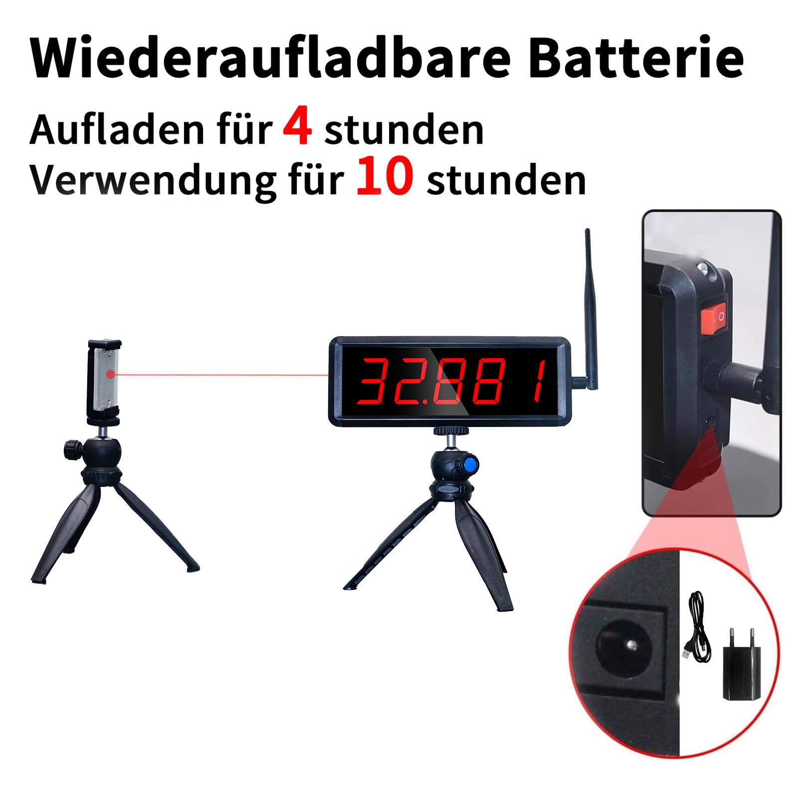 Wireless Laser Timer für Sprints, Laser Sprint Timer System für 50 Meter Wendelauf, Rennuhr Renntimer Stoppuhr für Running Speed Tranning Skating Bahn Feld Time Motorrad (1 Set)