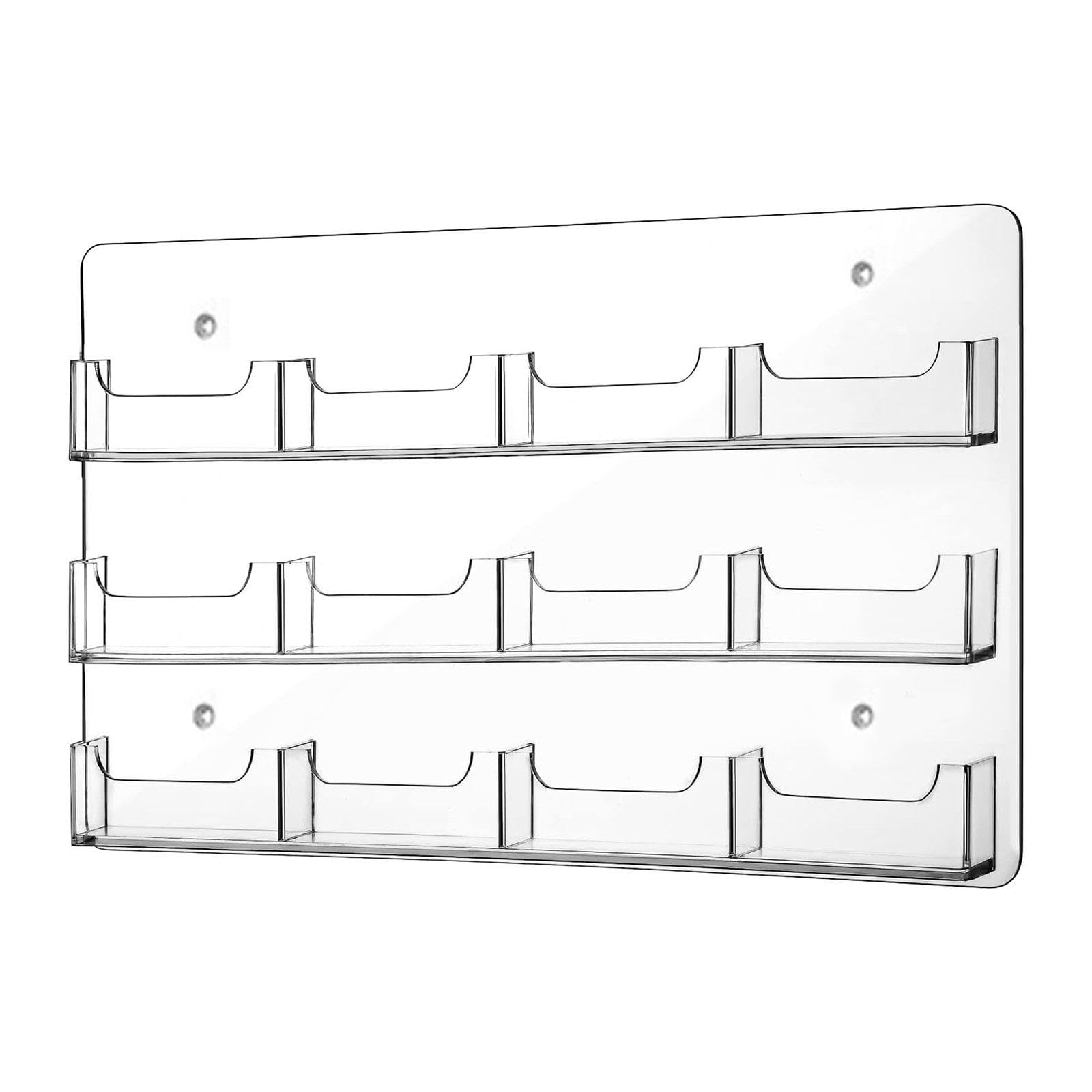 Porte-cartes de Visite Mural En Acrylique Transparent avec Multiples Pochettes Support D'Exposition pour Autocollants Organisateur de Cartes et Broch, 12 Poches