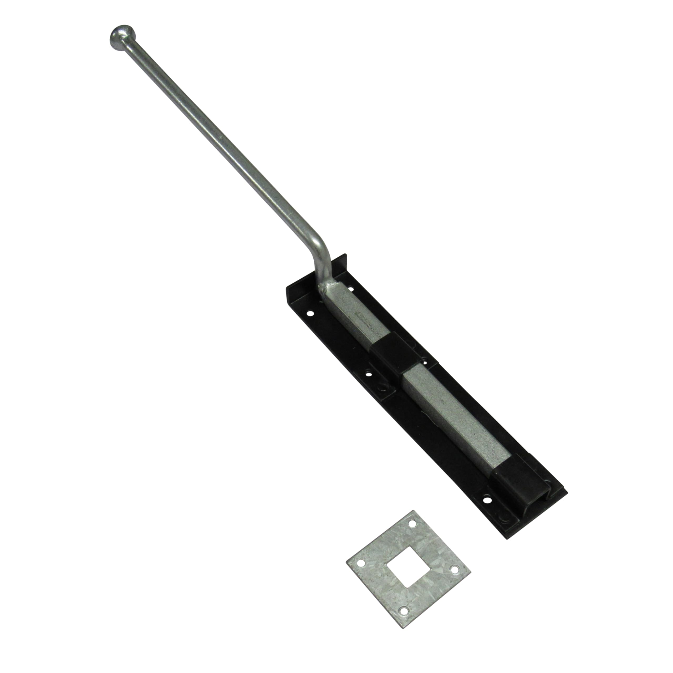 Monkey Tail Bolt in 12"" 15" 18" 24" (Galvanize Black Garage Door Lock) (Black, 18")